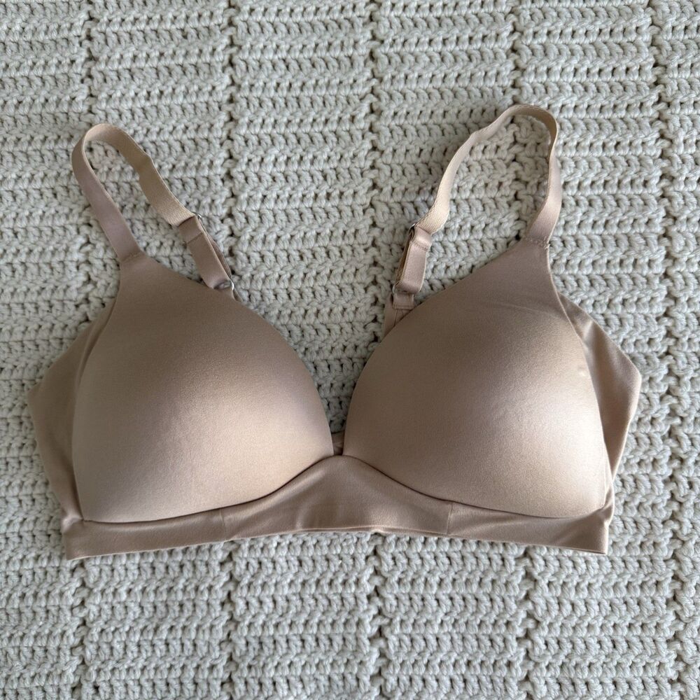 Aerie Real Sunnie Wireless Bra 34D Nude Beige Pullover U-Back Comfort